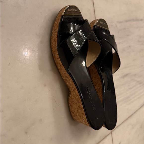 Jimmy Choo Cork and Black patent leather sandal - Picture 3 of 9